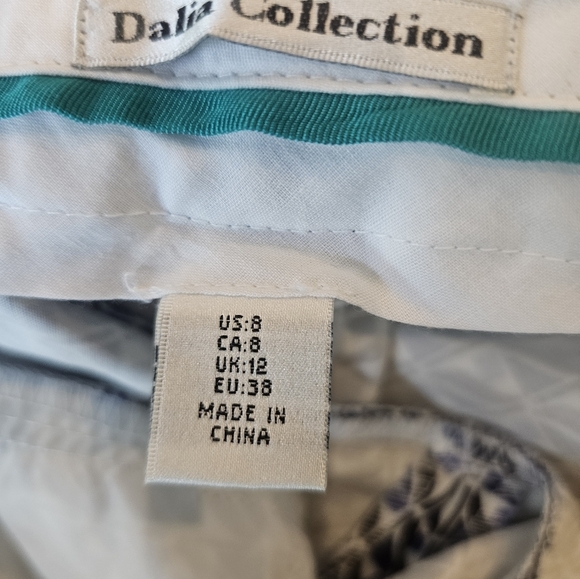 Dalia Collection Women’s Blue Geometric Print Capri Size 8 Cotton Blend - Picture 4 of 9